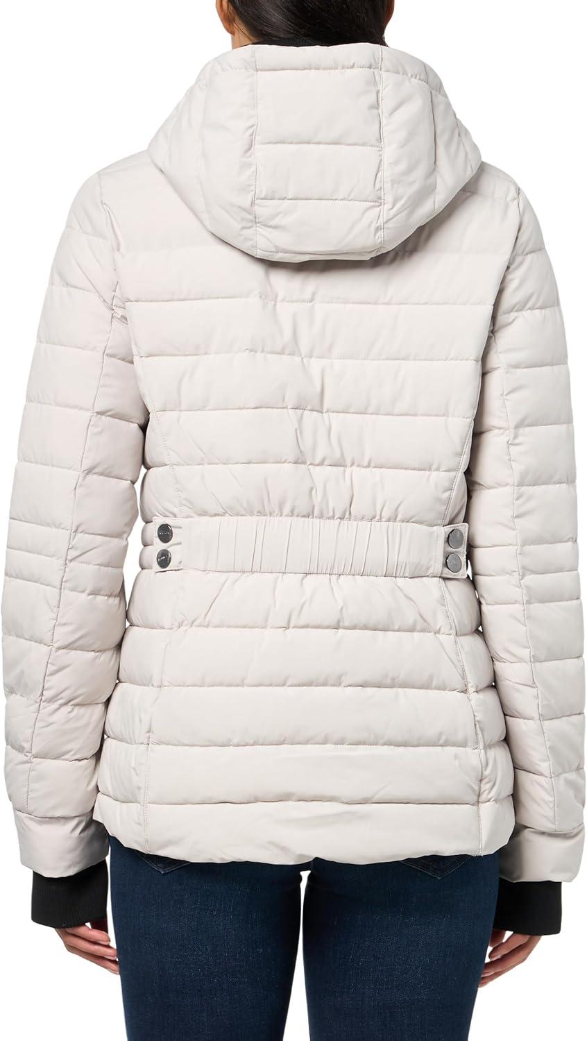 imageNautica Womens Short Puffer Coat with Faur Fur Trim HoodLimestone