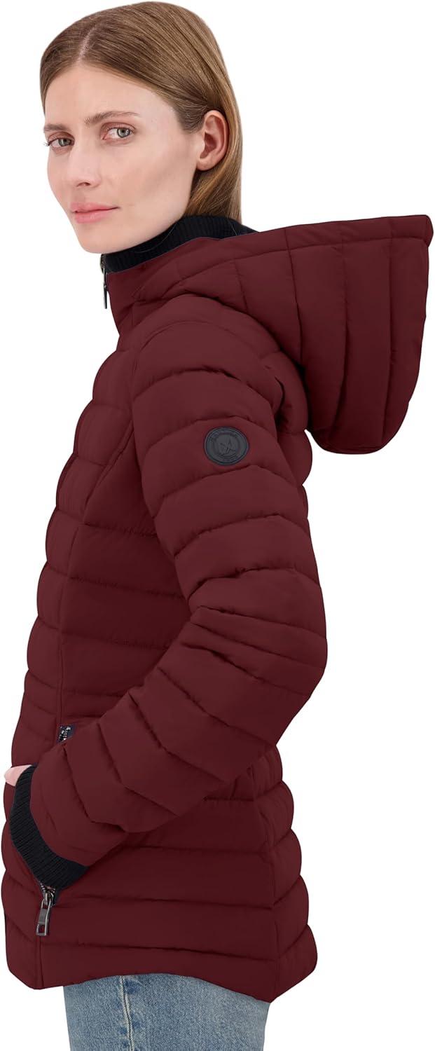 imageNautica Womens Short Puffer Coat with Faur Fur Trim HoodSpice