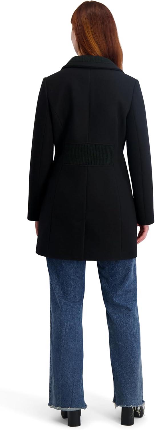 imageNautica Womens Soft Faux Wool Peacoat long Winter Coat Doublebreasted Welt PocketsBlack