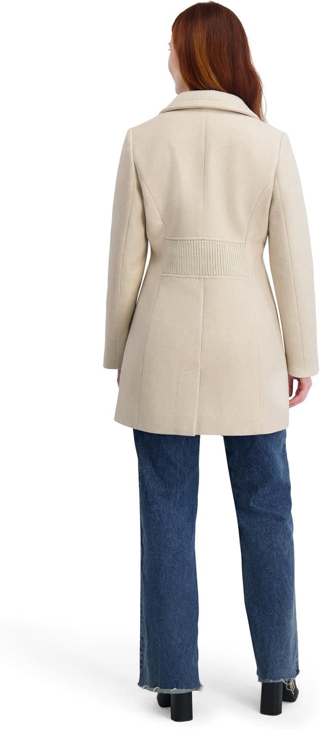 imageNautica Womens Soft Faux Wool Peacoat long Winter Coat Doublebreasted Welt PocketsCream