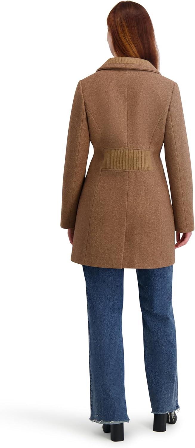 imageNautica Womens Soft Faux Wool Peacoat long Winter Coat Doublebreasted Welt PocketsTaupe