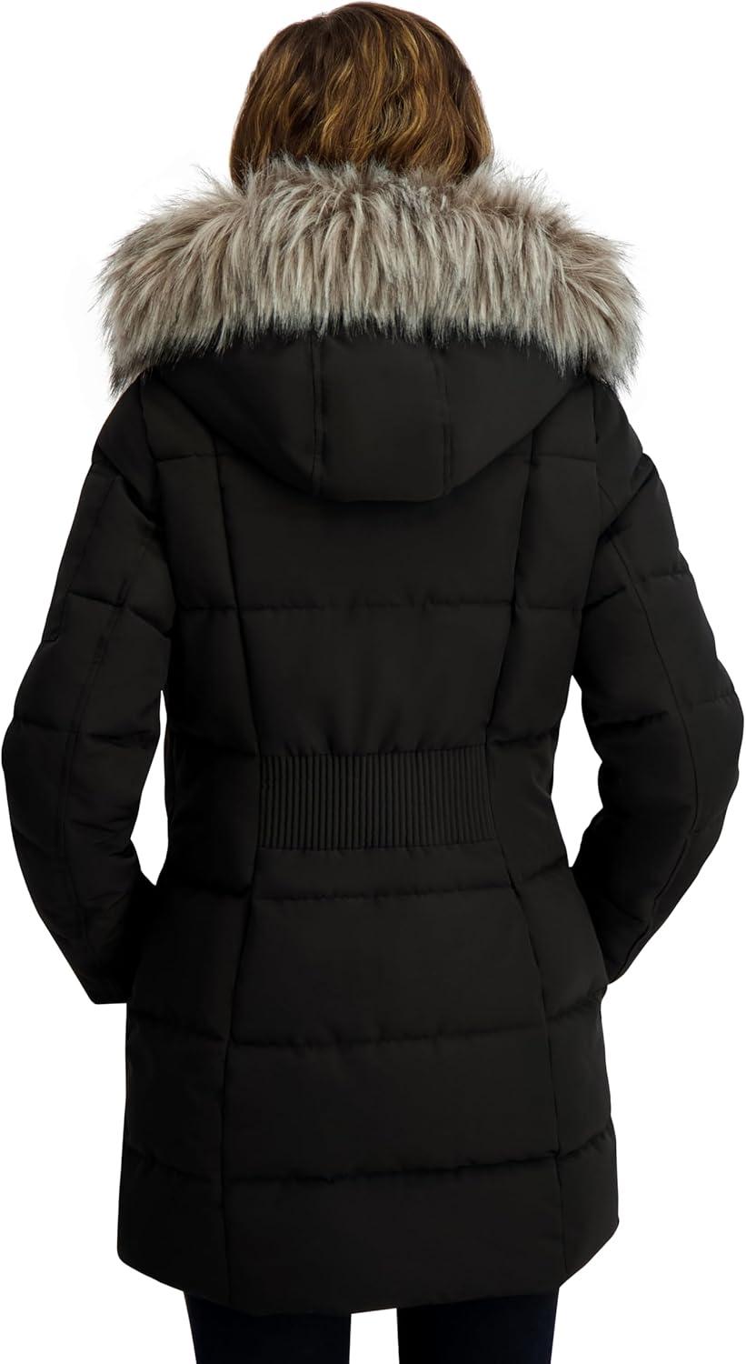 imageNautica Womens Soft Mist Heavyweight Puffer Coat Winter Jacket With Detachable Faux Fur HoodBlack