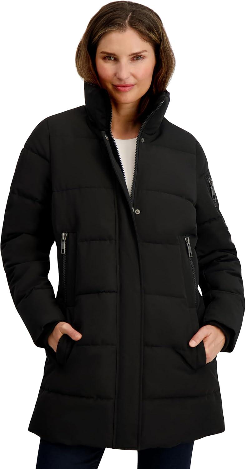 imageNautica Womens Soft Mist Heavyweight Puffer Coat Winter Jacket With Detachable Faux Fur HoodBlack