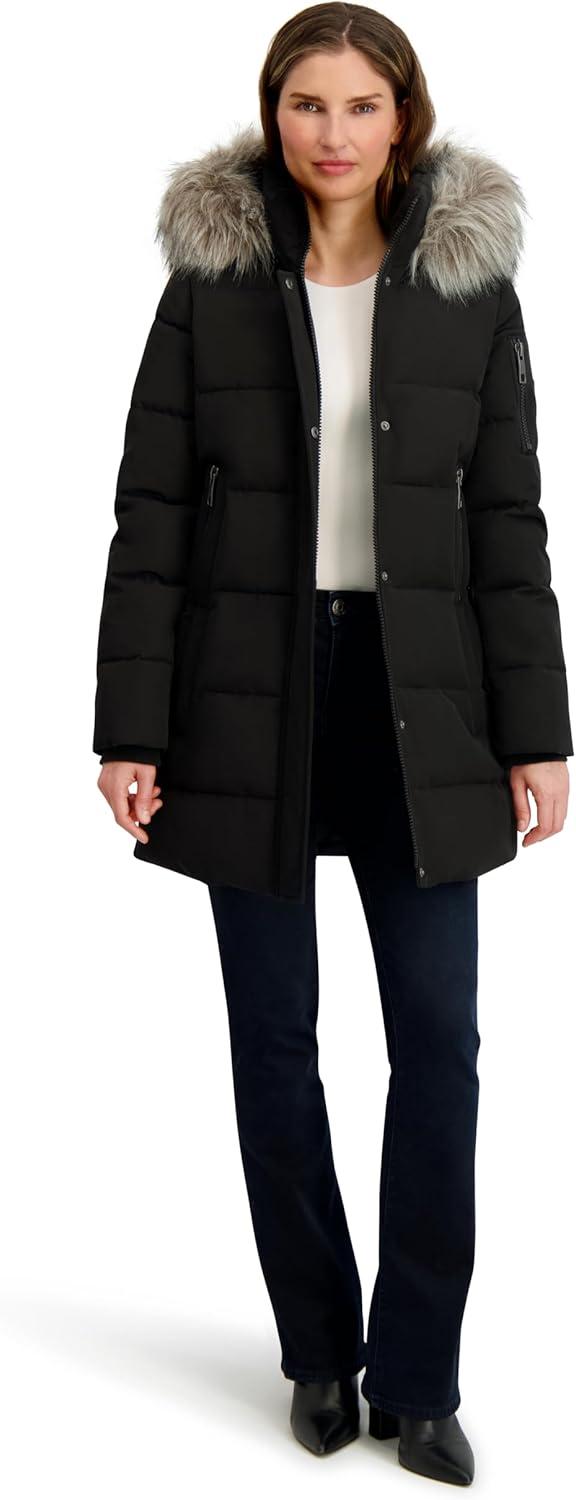 imageNautica Womens Soft Mist Heavyweight Puffer Coat Winter Jacket With Detachable Faux Fur HoodBlack
