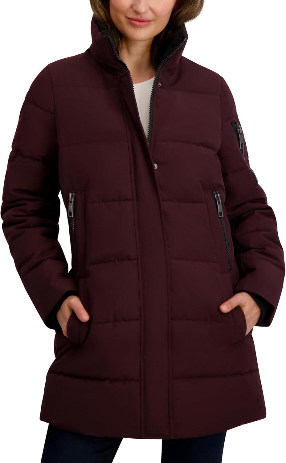 imageNautica Womens Soft Mist Heavyweight Puffer Coat Winter Jacket With Detachable Faux Fur HoodChianti