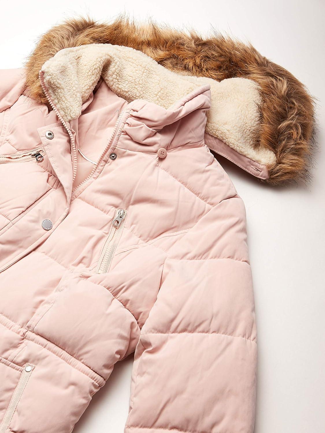 imageNautica Womens Soft Mist Heavyweight Puffer Coat Winter Jacket With Detachable Faux Fur HoodDusty Pink