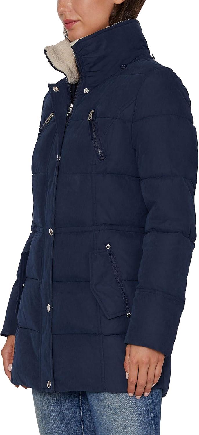 imageNautica Womens Soft Mist Heavyweight Puffer Coat Winter Jacket With Detachable Faux Fur HoodNavy Seas