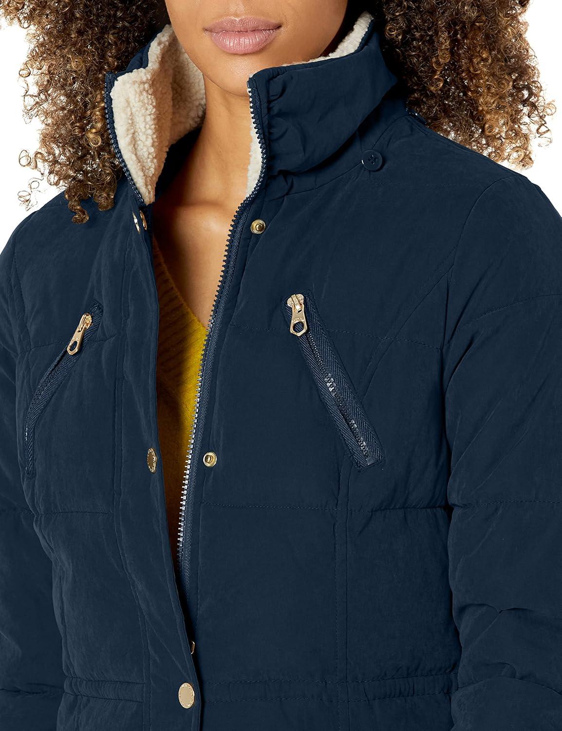 imageNautica Womens Soft Mist Heavyweight Puffer Coat Winter Jacket With Detachable Faux Fur HoodNavy Seas