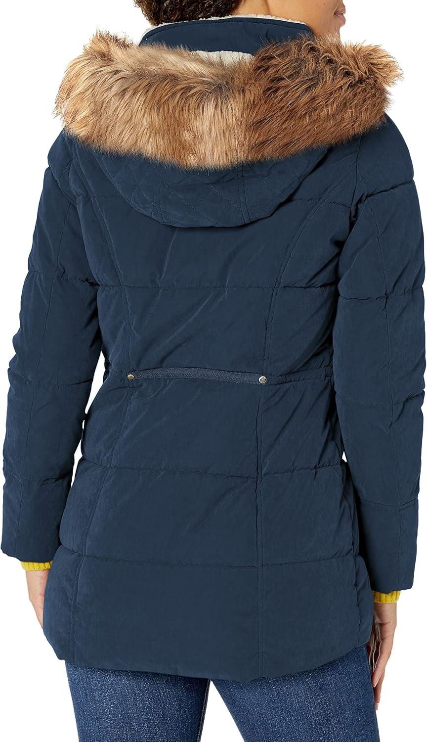 imageNautica Womens Soft Mist Heavyweight Puffer Coat Winter Jacket With Detachable Faux Fur HoodNavy Seas