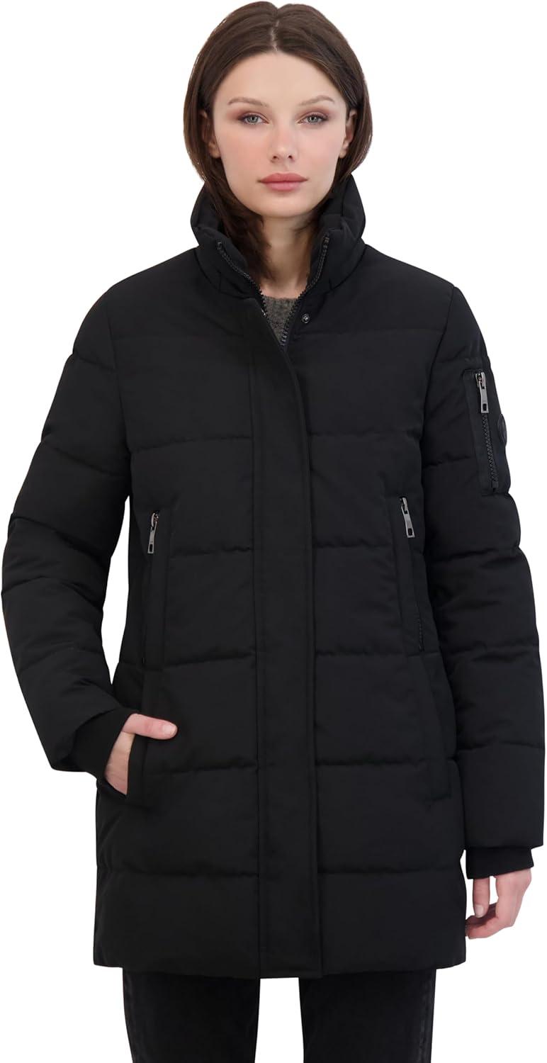 imageNautica Womens Soft Mist Heavyweight Puffer Coat Winter Jacket With Detachable Faux Fur HoodOnyx