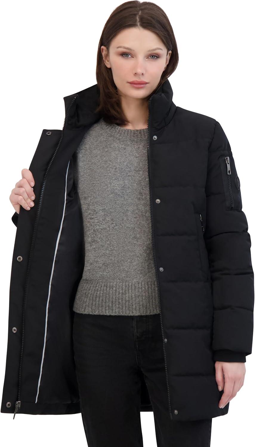 imageNautica Womens Soft Mist Heavyweight Puffer Coat Winter Jacket With Detachable Faux Fur HoodOnyx