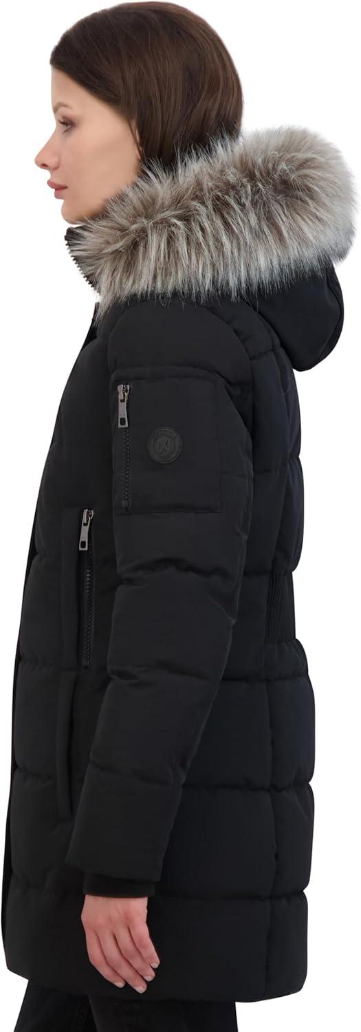 imageNautica Womens Soft Mist Heavyweight Puffer Coat Winter Jacket With Detachable Faux Fur HoodOnyx