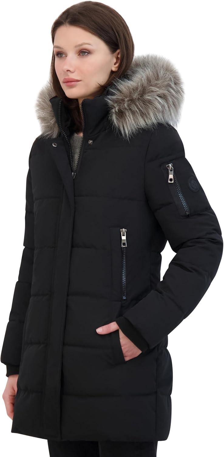 imageNautica Womens Soft Mist Heavyweight Puffer Coat Winter Jacket With Detachable Faux Fur HoodOnyx