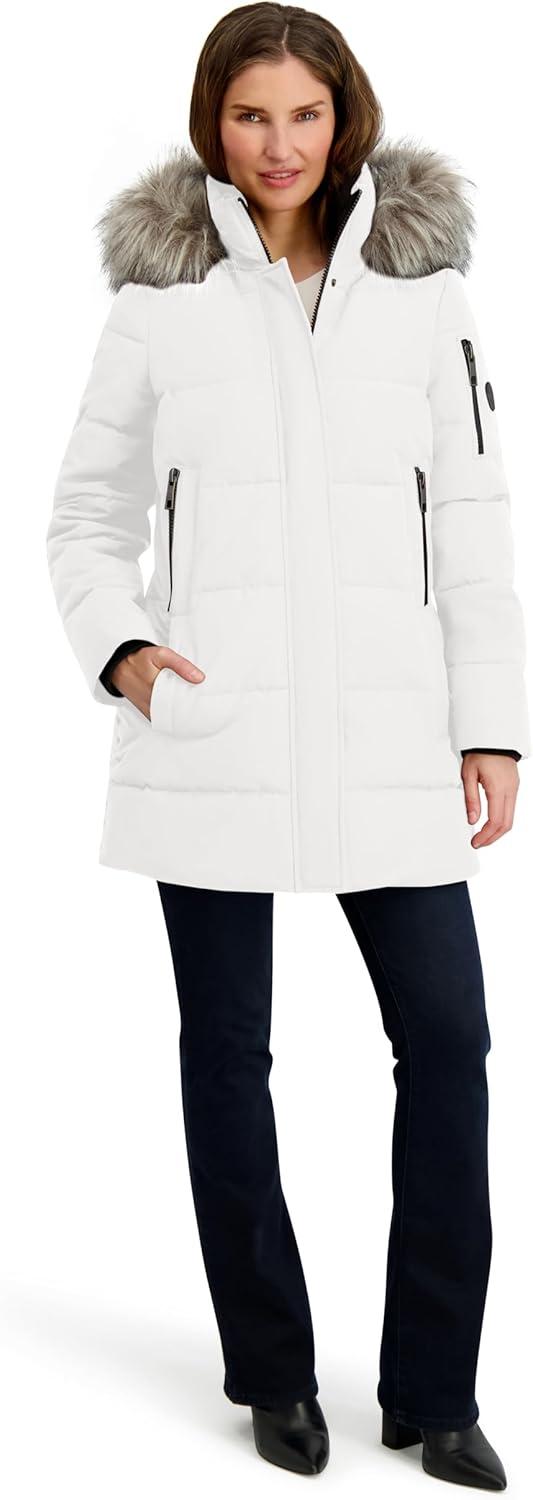 imageNautica Womens Soft Mist Heavyweight Puffer Coat Winter Jacket With Detachable Faux Fur HoodSail White
