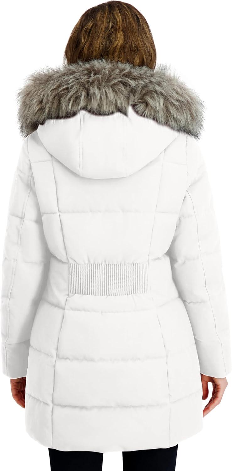 imageNautica Womens Soft Mist Heavyweight Puffer Coat Winter Jacket With Detachable Faux Fur HoodSail White