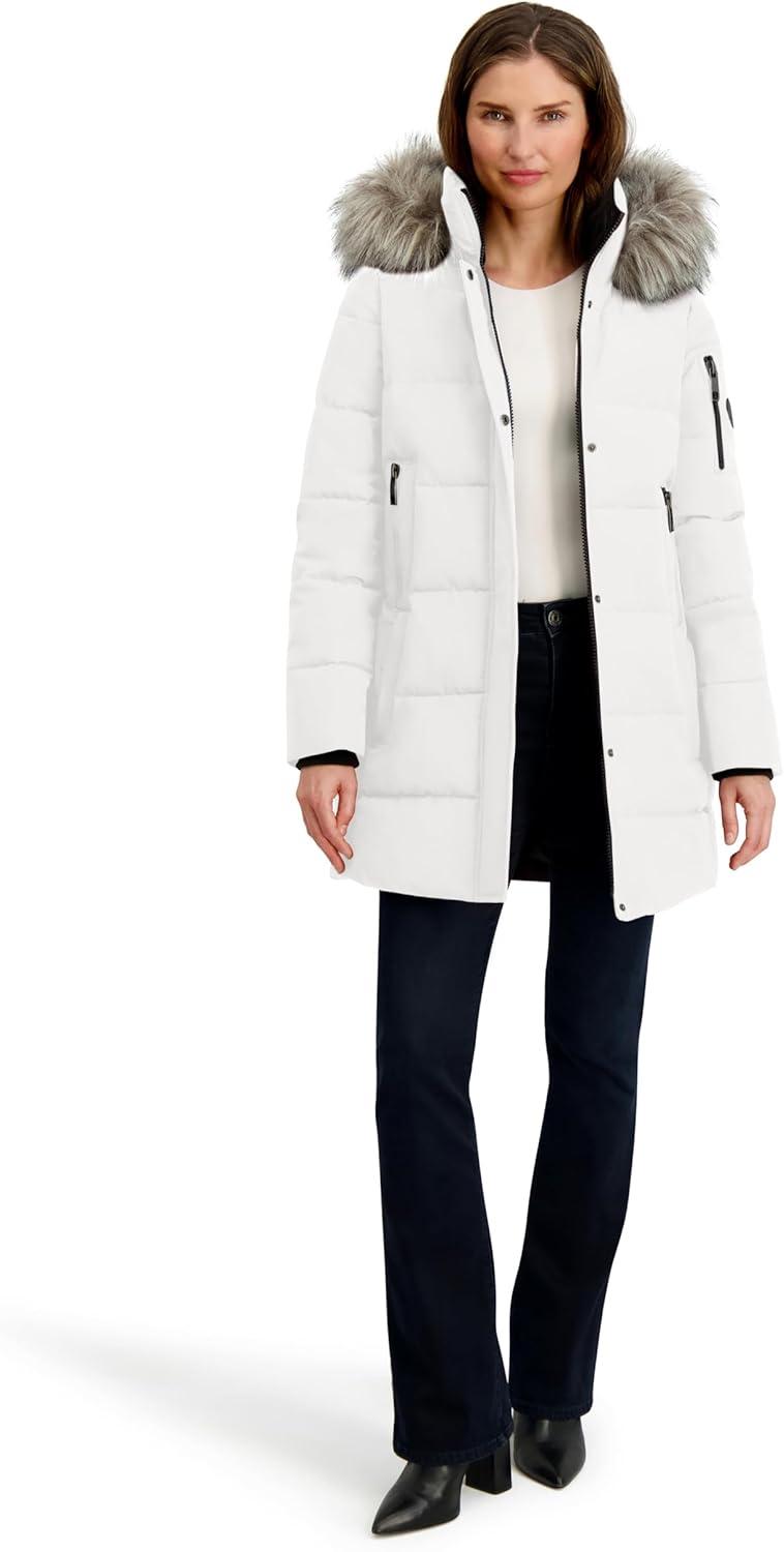 imageNautica Womens Soft Mist Heavyweight Puffer Coat Winter Jacket With Detachable Faux Fur HoodSail White