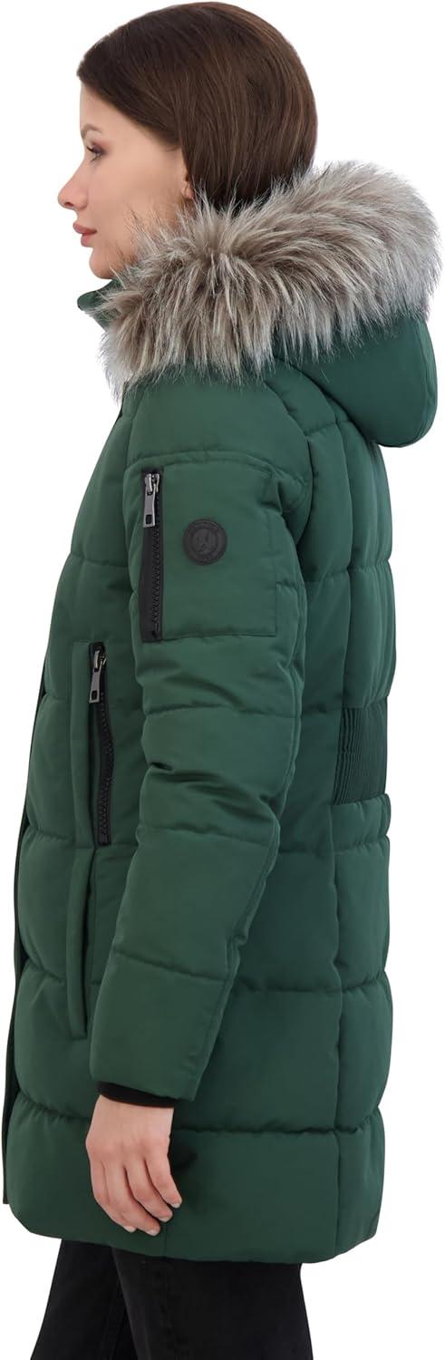 imageNautica Womens Soft Mist Heavyweight Puffer Coat Winter Jacket With Detachable Faux Fur HoodVerde