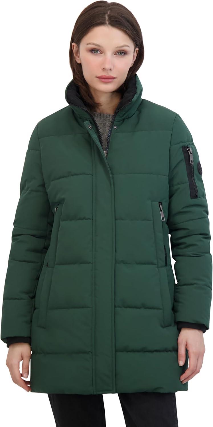imageNautica Womens Soft Mist Heavyweight Puffer Coat Winter Jacket With Detachable Faux Fur HoodVerde