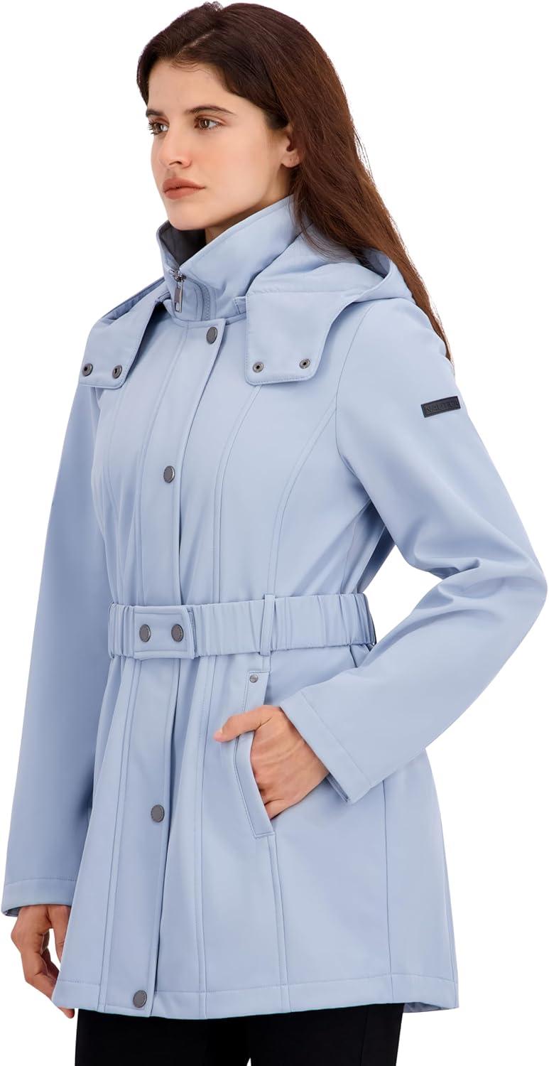 imageNautica Womens Soft Shell with Quilted BibHoodBlue