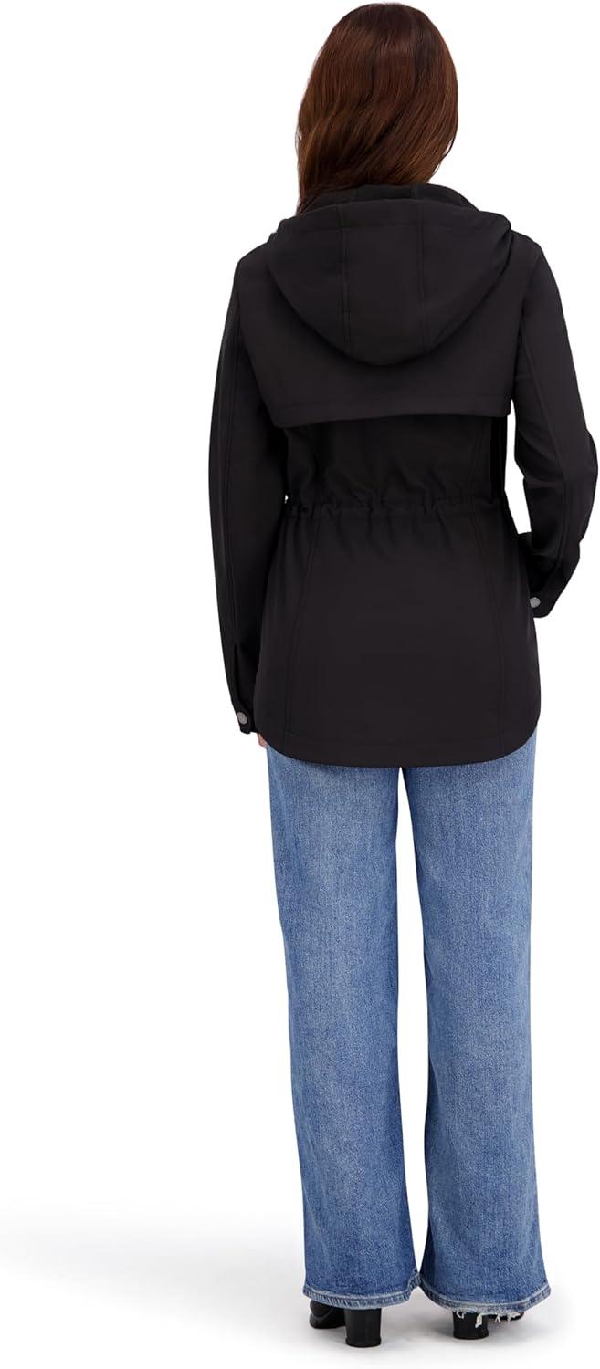 imageNautica Womens Softshell Jacket Waterresistant Windresistant Transitional Coat Adjustable WaistBlack