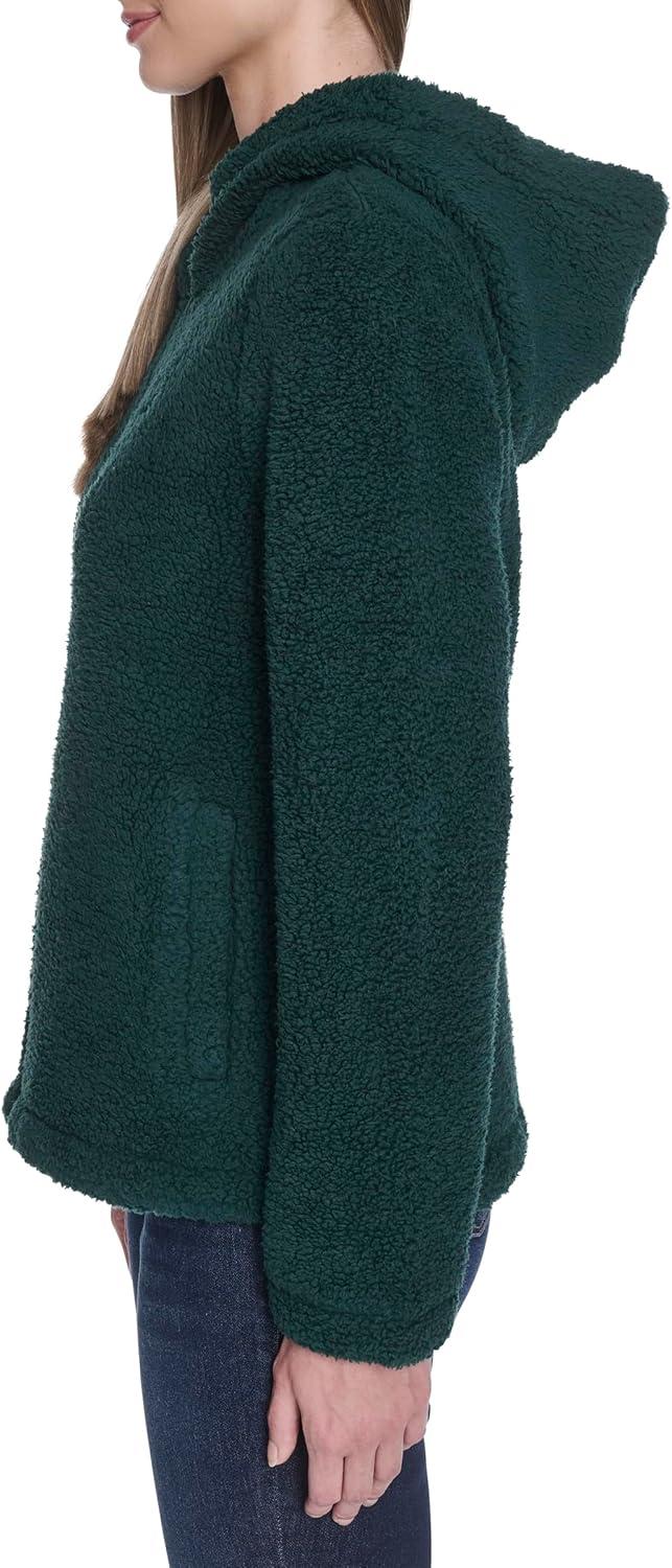 imageNautica Womens Solid Sherpa Zipup Hoodie JacketForest