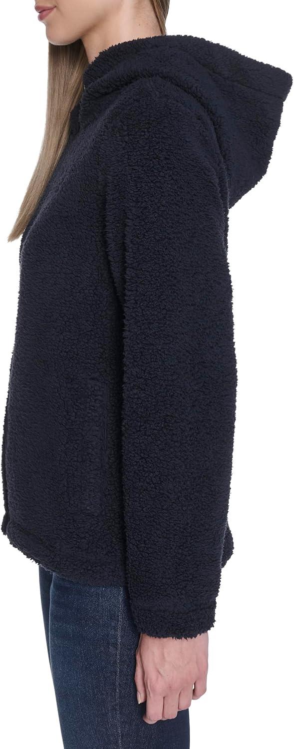 imageNautica Womens Solid Sherpa Zipup Hoodie JacketNight Sky