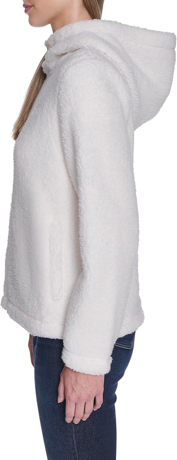 imageNautica Womens Solid Sherpa Zipup Hoodie JacketSoft Ivory