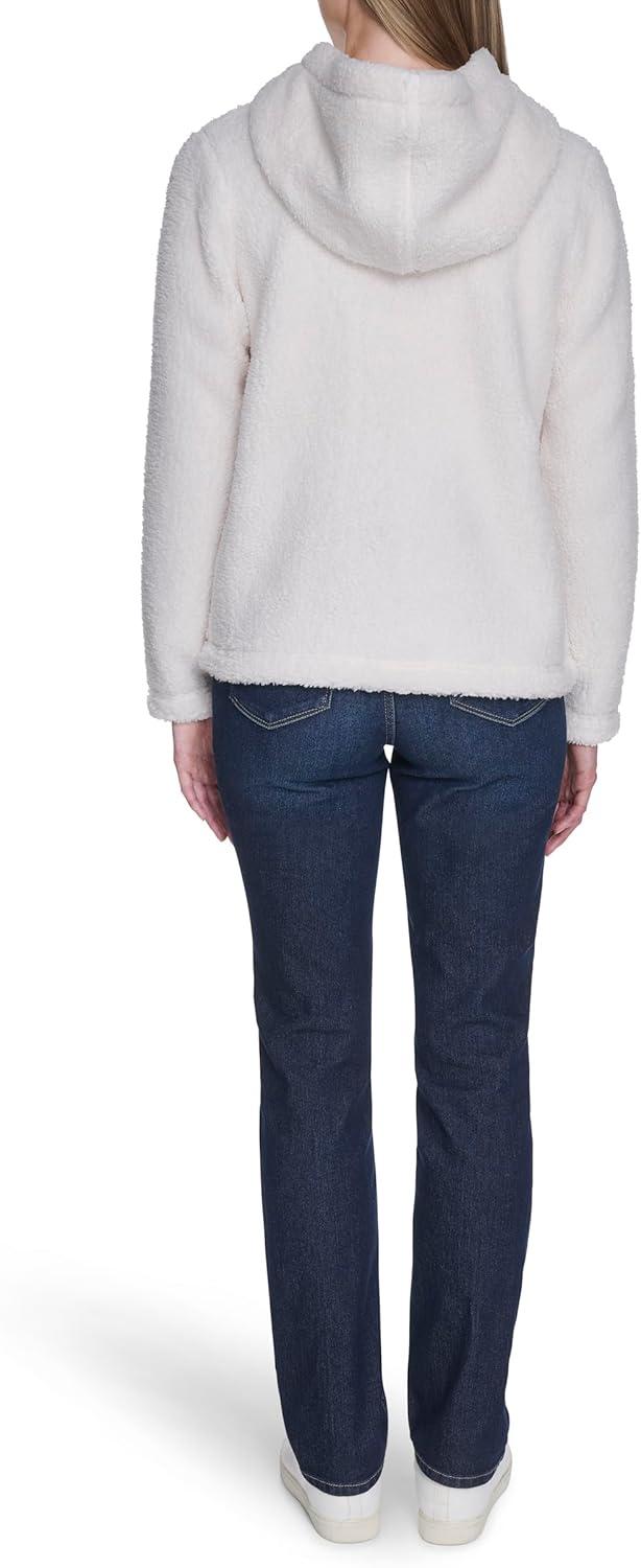 imageNautica Womens Solid Sherpa Zipup Hoodie JacketSoft Ivory