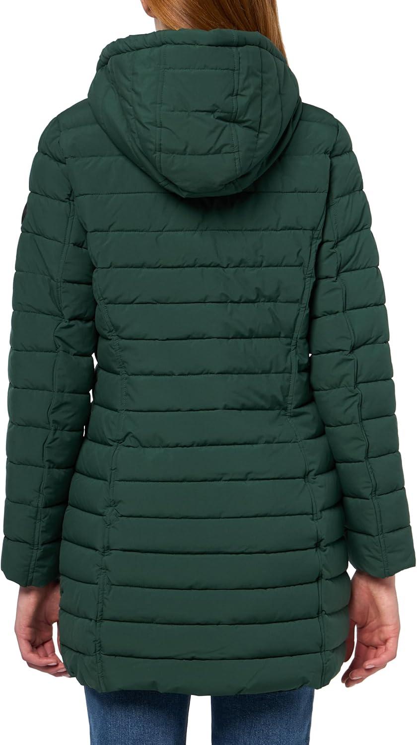 imageNautica Womens Stretch Puffer Jacket Midweight Winter Coat Detachable Faux Fur Lined HoodVerde
