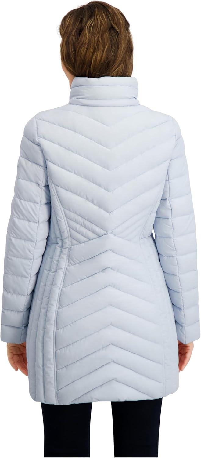 imageNautica Womens Stretch Puffer Jacket Wind amp Waterresistant Winter Coat Faux Fur Lined HoodBlue