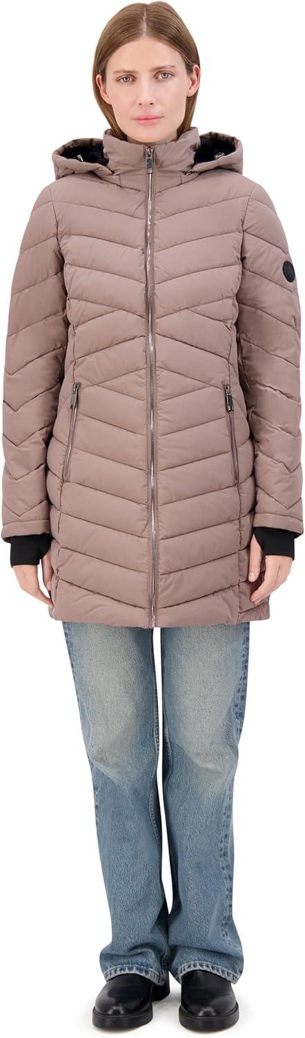 imageNautica Womens Stretch Puffer Jacket With Faux Fur Lined Hood Wind amp Waterresistant Winter CoatChestnut