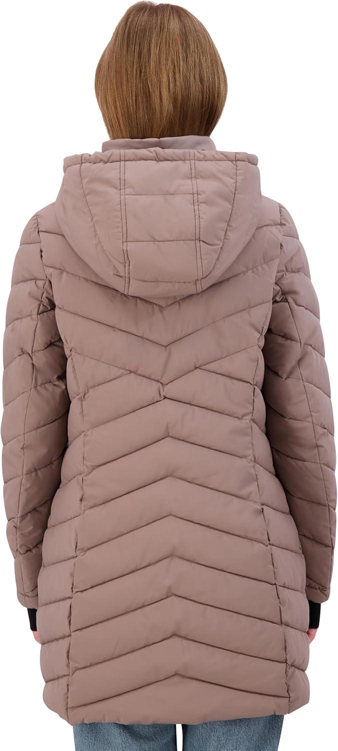 imageNautica Womens Stretch Puffer Jacket With Faux Fur Lined Hood Wind amp Waterresistant Winter CoatChestnut