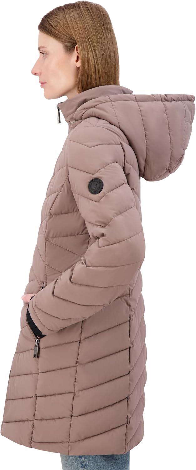 imageNautica Womens Stretch Puffer Jacket With Faux Fur Lined Hood Wind amp Waterresistant Winter CoatChestnut
