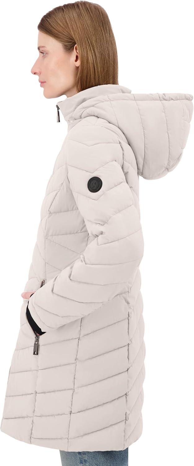 imageNautica Womens Stretch Puffer Jacket With Faux Fur Lined Hood Wind amp Waterresistant Winter CoatLimestone
