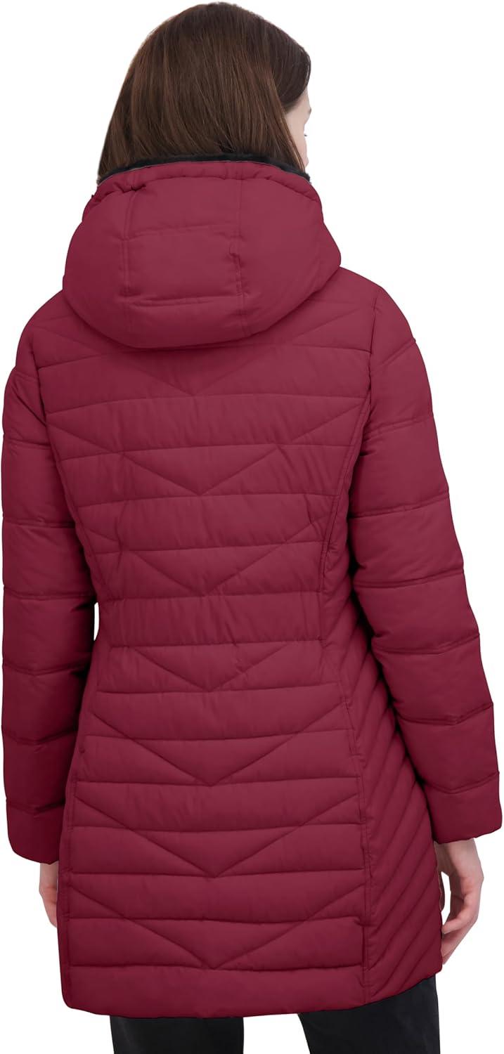 imageNautica Womens Stretch Puffer Jacket With Faux Fur Lined Hood Wind amp Waterresistant Winter CoatSpice