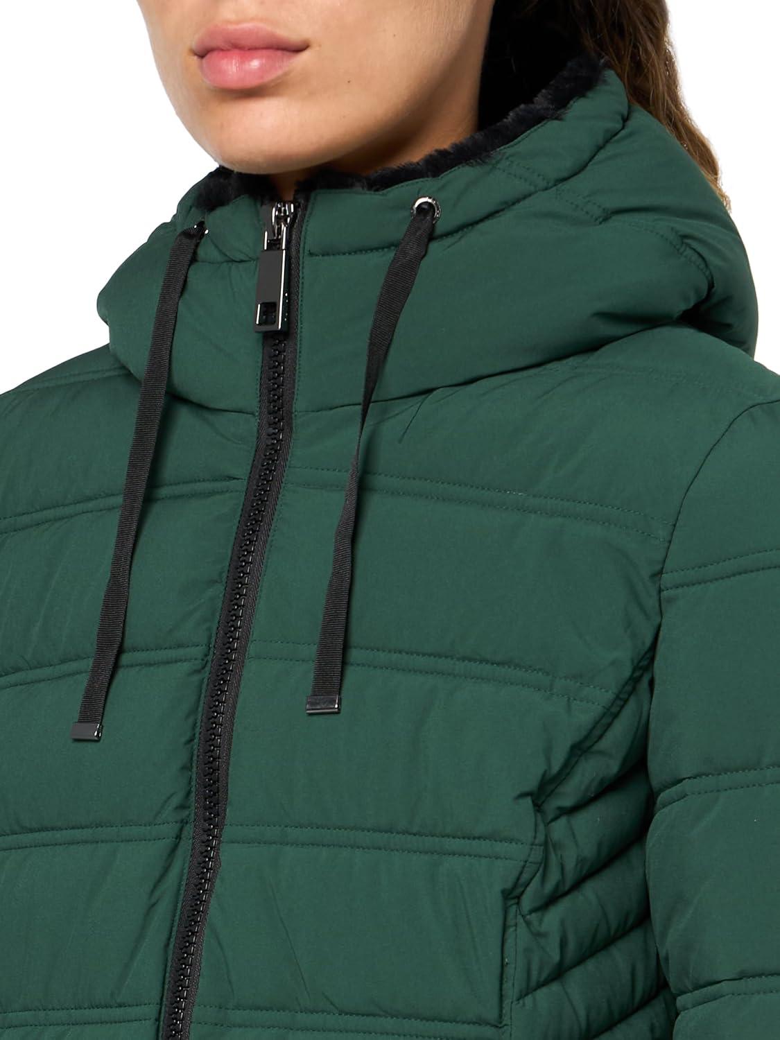 imageNautica Womens Stretch Puffer Jacket With Faux Fur Lined Hood Wind amp Waterresistant Winter CoatVerde