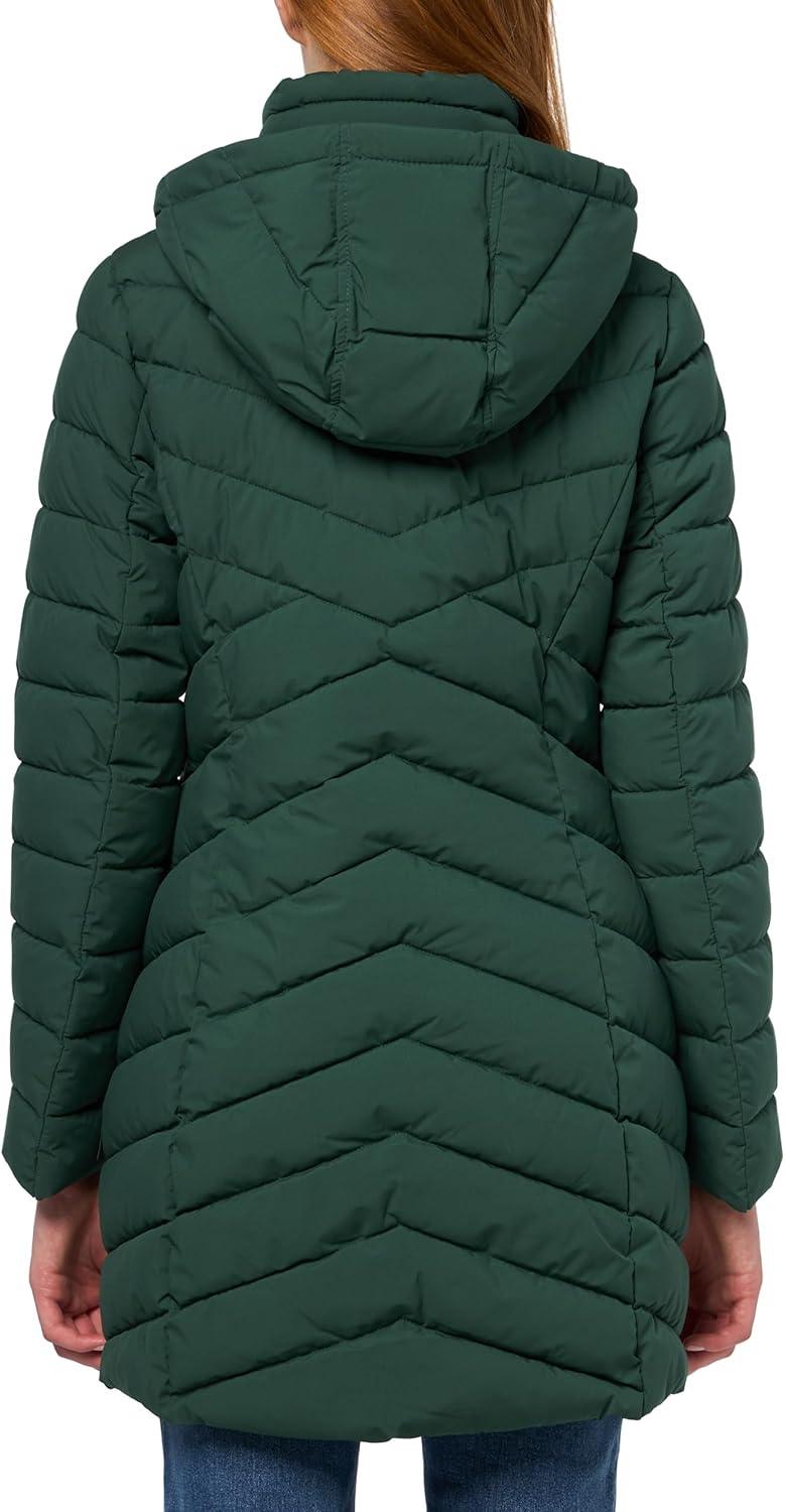 imageNautica Womens Stretch Puffer Jacket winter Coat With Interior Bib Hood amp Reinforced Nylon LiningVerde