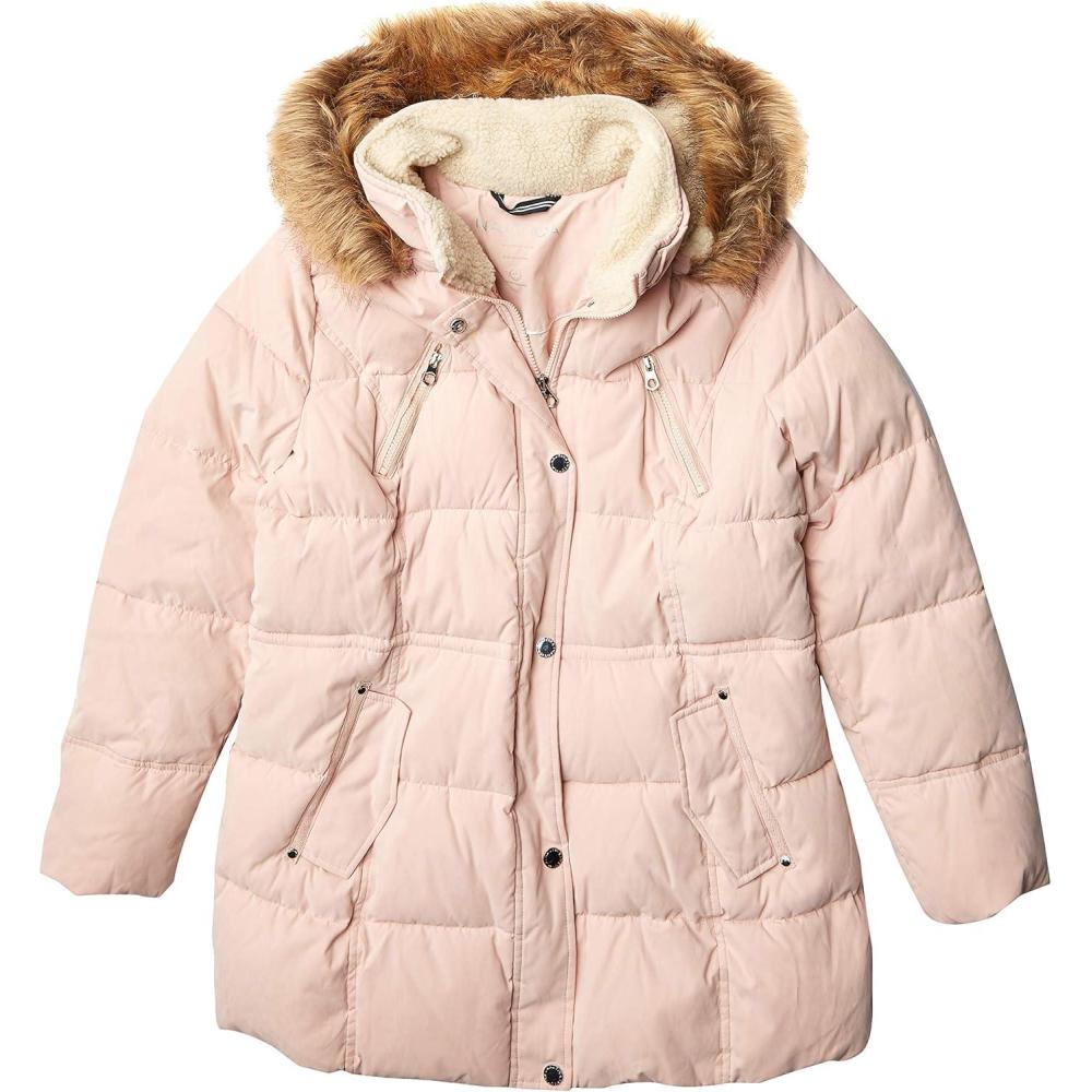 imageNautica Womens Soft Mist Heavyweight Puffer Coat Winter Jacket With Detachable Faux Fur HoodDusty Pink