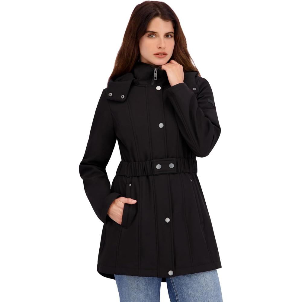 imageNautica Womens Soft Shell with Quilted BibHoodBlack
