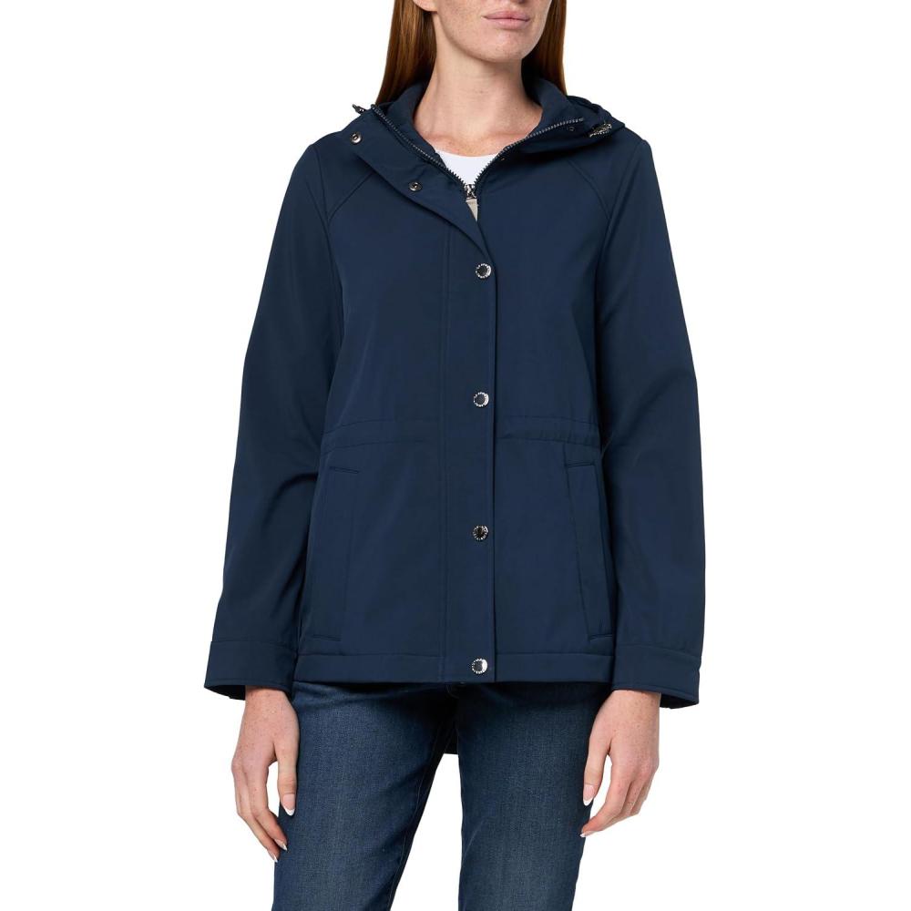 imageNautica Womens Softshell Jacket Waterresistant Windresistant Transitional Coat Adjustable WaistNavy Seas