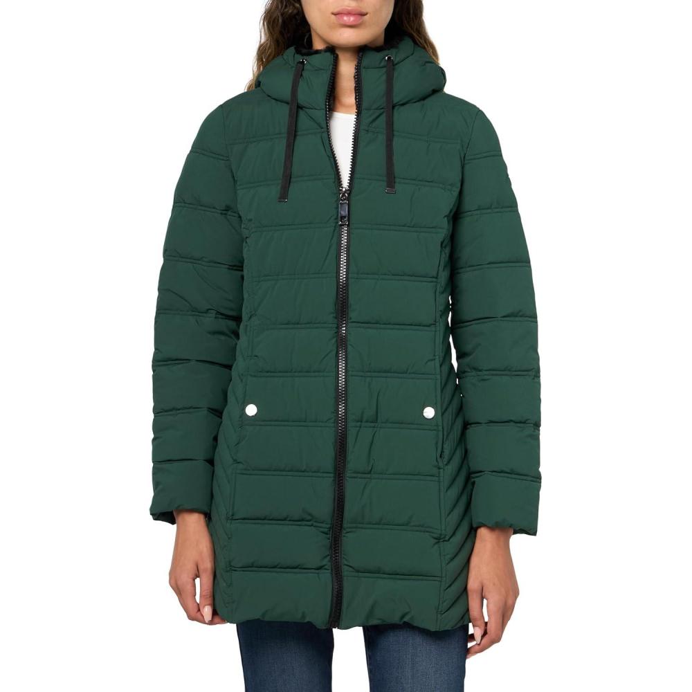 imageNautica Womens Stretch Puffer Jacket With Faux Fur Lined Hood Wind amp Waterresistant Winter CoatVerde