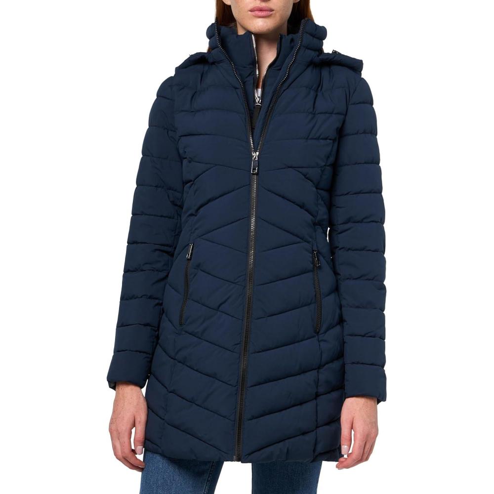 imageNautica Womens Stretch Puffer Jacket winter Coat With Interior Bib Hood amp Reinforced Nylon LiningNavy Seas