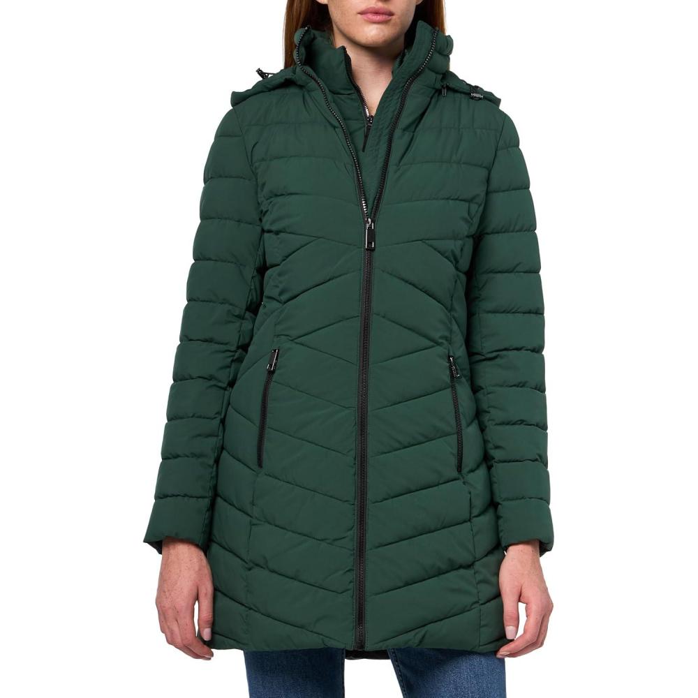 imageNautica Womens Stretch Puffer Jacket winter Coat With Interior Bib Hood amp Reinforced Nylon LiningVerde