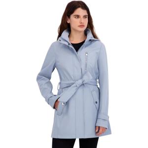 Nautica Women’s Bonded Rain Jacket With Belt – Water-resistant, Wind-resistant Transitional Coat(Blue)