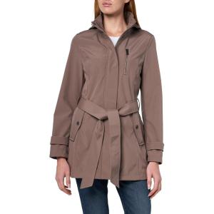 Nautica Women’s Bonded Rain Jacket With Belt – Water-resistant, Wind-resistant Transitional Coat(Chestnut)