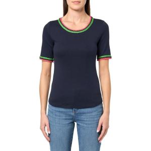 Nautica Women’s Cotton Short Sleeve Solid Knit Top(Night Sky)