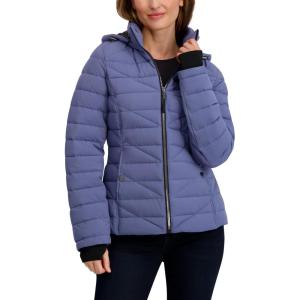 Nautica Women’s Mechanical Stretch Puffer Jacket–detachable Faux Fur Hood & Storm Cuffs(Blue)