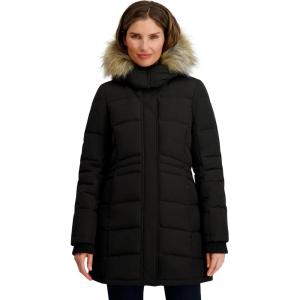 Nautica Women’s Mist Heavyweight Winter Coat– Puffer Jacket With Detachable Faux Fur Hood(Black)