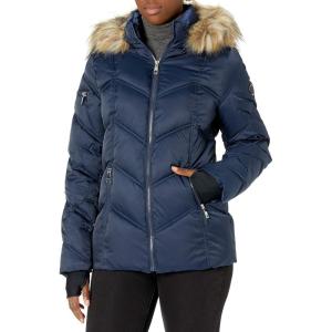 Nautica Women’s Mist Heavyweight Winter Coat– Puffer Jacket With Detachable Faux Fur Hood(Navy)