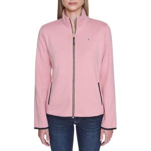 Nautica Women’s Mockneck Zip Up Fleece Jacket(Bridal Rose)